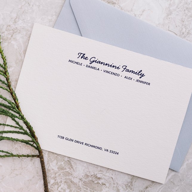 Cartão De Notas NOTECARDOS DA FAMÍLIA Nomes Cursivos Endereço MARI (Criador carregado)