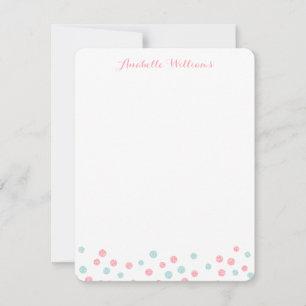 Cartão De Notas Noteclados Faux Mint e Pink Glitter Confetti