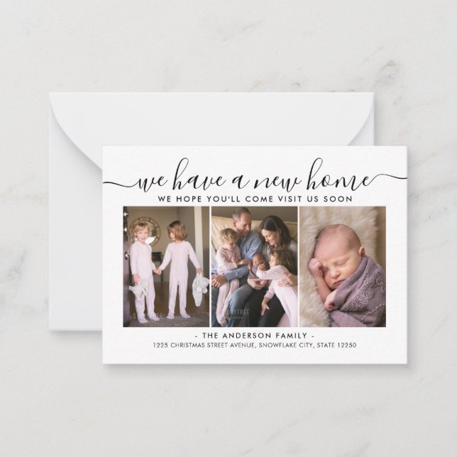 Cartão De Notas Novo Endereço Doméstico do Orçamento Movimentado 3 (Frente)