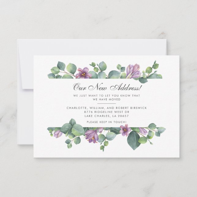 Cartão De Notas Novo endereço que movemos para o Eucalipto Botânic (Frente)