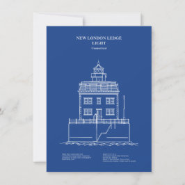 Cartão De Notas Novo farol de Londres - Connecticut - AD