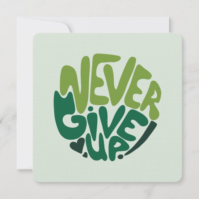 Cartão De Notas Nunca Desistir - Letra de Mão Positiva Verde (Frente)