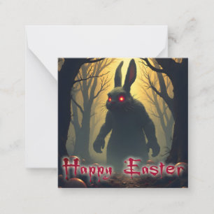 Cartão De Notas O Coelhinho da Páscoa assustador na Floresta Sombr