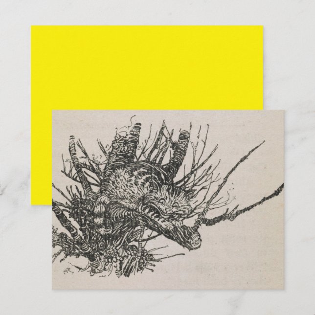 Cartão De Notas O Gato de Cheshire numa árvore Arthur Rackham (Frente/Verso)