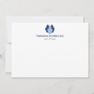 Cartão De Notas O gengibre azul range a cerâmica Notecard liso