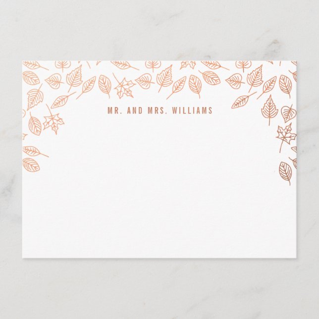 Cartão De Notas O outono elegante deixa papelaria personalizada de (Frente)