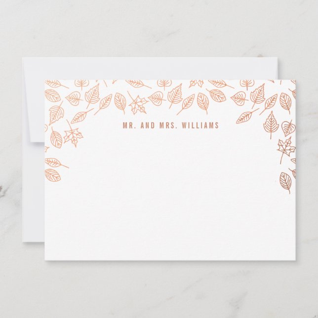 Cartão De Notas O outono elegante deixa papelaria personalizada de (Frente)