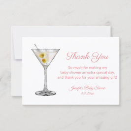 Cartão De Notas obrigada festa de bebê menina martini rosa script