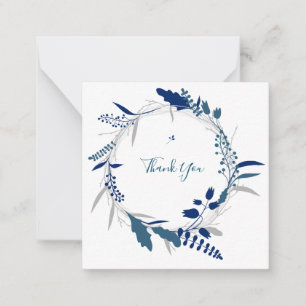 Cartão De Notas Obrigado Blue Floral Modern Flor Note Card