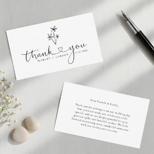 Cartão De Notas Obrigado Casamento Boho Coração Script Orçamento