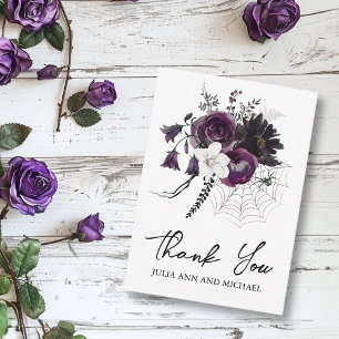 Cartão De Notas Obrigado Casamento Halloween Floral Ameixa Roxa