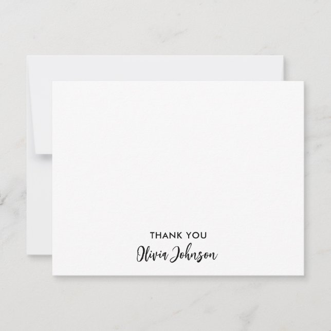 Cartão De Notas Obrigado Chic Monogramas Nome White Flat Note Card (Frente)