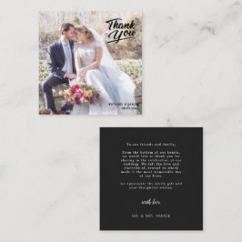 Cartão De Notas Obrigado com Letra Simples de Foto Preto Moderno