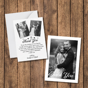 Cartão De Notas obrigado de casamento - 3 fotos em preto e branco