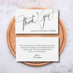 Cartão De Notas obrigado de casamento branco e preto elegante