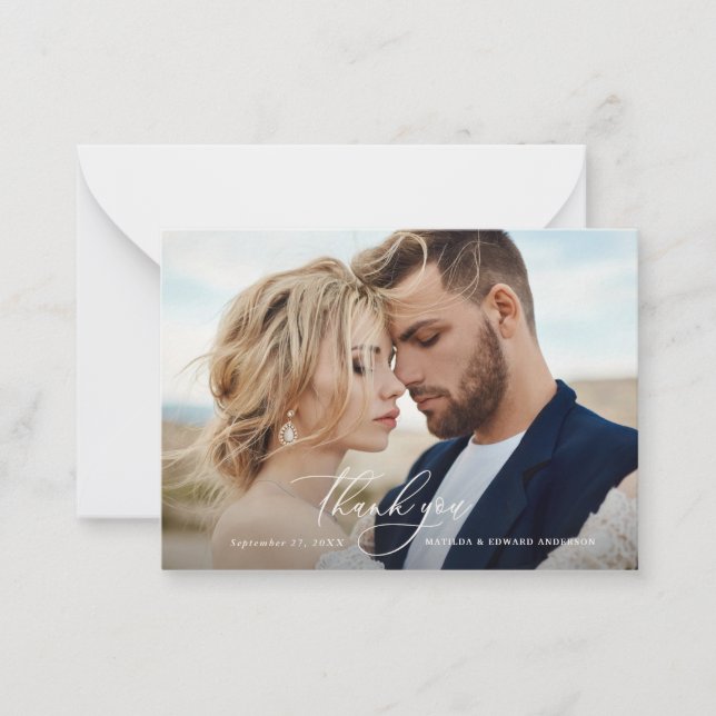 Cartão De Notas obrigado de casamento elegante da Rússia você botâ (Frente)