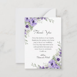 Cartão De Notas obrigado de casamento floral roxo de aquarela