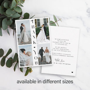 Cartão De Notas Obrigado de casamento multifotografia moderno