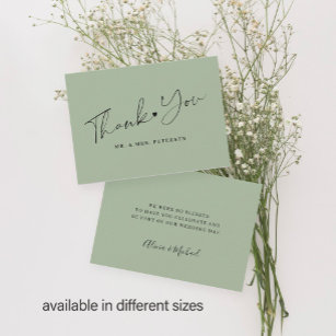 Cartão De Notas Obrigado de casamento verde de azeitona do orçamen