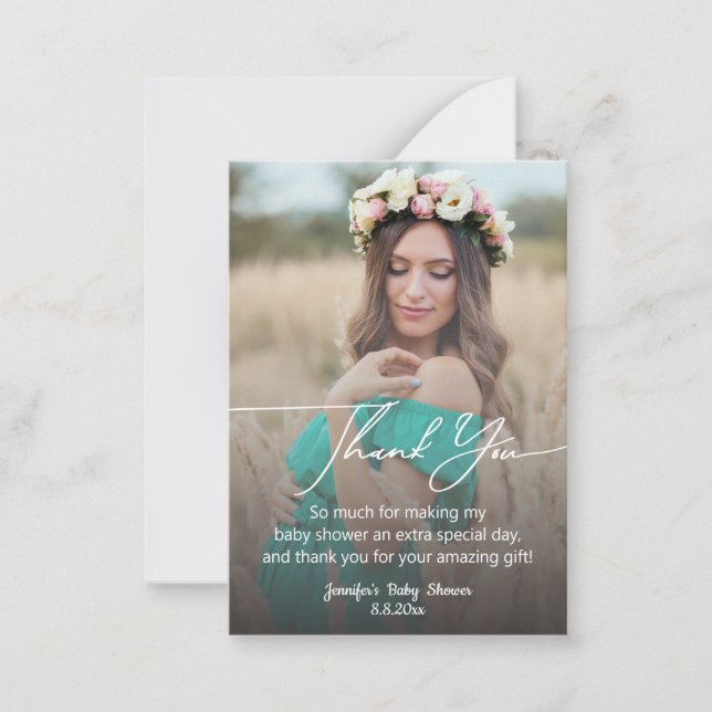 Cartão De Notas obrigado de chá de fraldas de letra moderna (Frente)