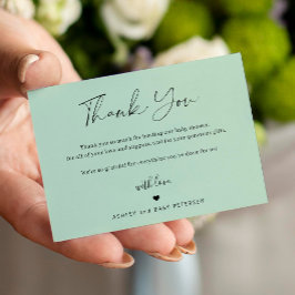 Cartão De Notas Obrigado de chá de fraldas de script simples de or