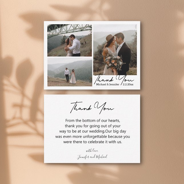 Cartão De Notas obrigado de guião mínimo para você 3 fotos colagem (Criador carregado)