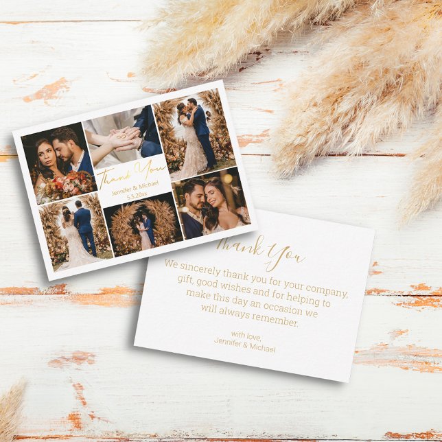 Cartão De Notas obrigado dourado, 6 fotos, colagem, bilhete de cas (Criador carregado)