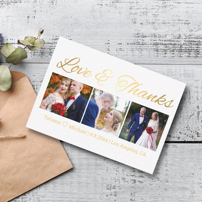 Cartão De Notas obrigado e amor, casamento quic 3 fotos colagem (Criador carregado)