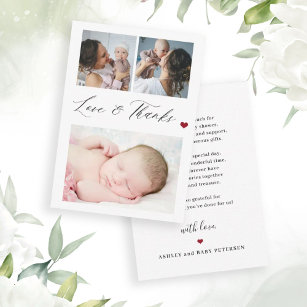 Cartão De Notas Obrigado elegante de colagem fotográfica do bebê 3