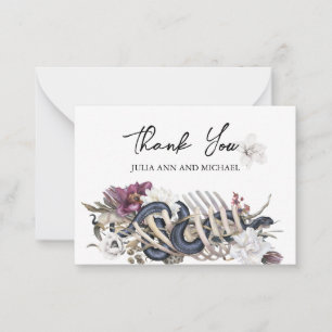 Cartão De Notas Obrigado  Floral de Cobra de Casamento Assustador 