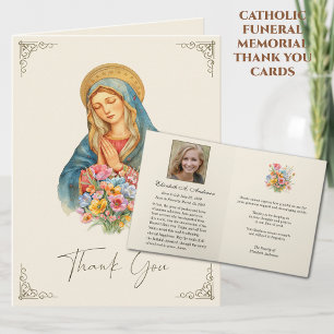 Cartão De Notas Obrigado Funeral Católico Bem-aventurada Maria 