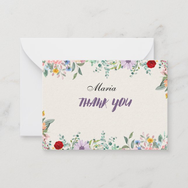 Cartão De Notas obrigado imprimível elegante (Frente)