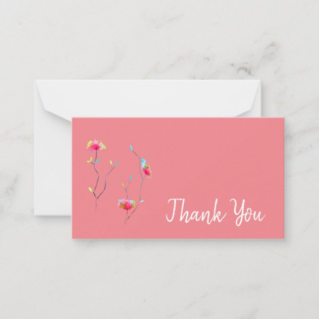 Cartão De Notas Obrigado Lindas flores de aquarela abstrato (Frente)