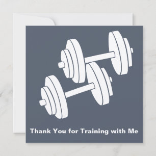 Cartão De Notas Obrigado Minimal Dumbbell Cinza Branco Quadrado