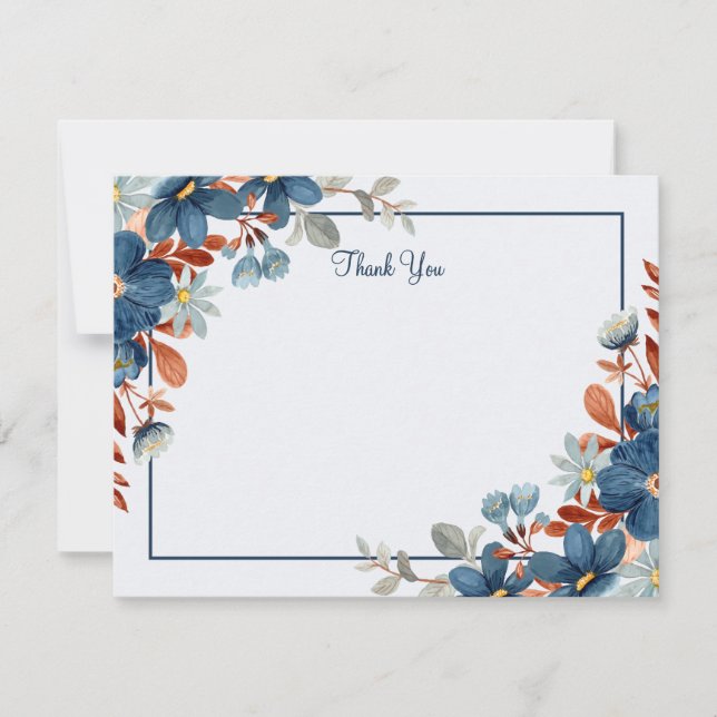 Cartão De Notas Obrigado minimalista azul (Frente)