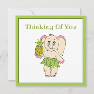 Cartão De Notas Obrigado Mint Floral Pinapple E Elefante