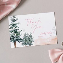 Cartão De Notas Obrigado pelo Chá de Bebê Rosa Blush Winter Wonder