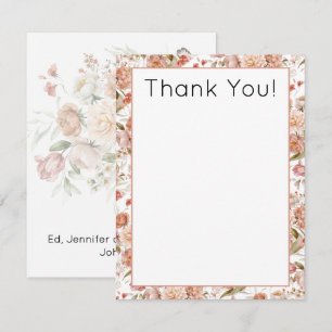 Cartão De Notas Obrigado pelo Orçamento, Rosa Floral Baby Shower