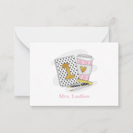 Cartão De Notas Obrigado Personalizado de Notebook Branco do Profe