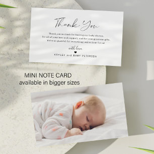 Cartão De Notas Obrigado por foto de chá de bebê com script simple