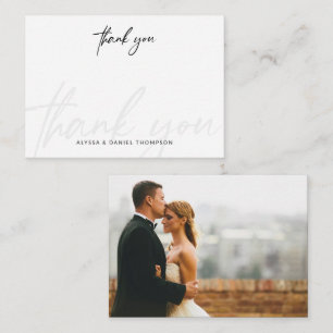 Cartão De Notas Obrigado Simples de Foto de Casamento de Caligrafi