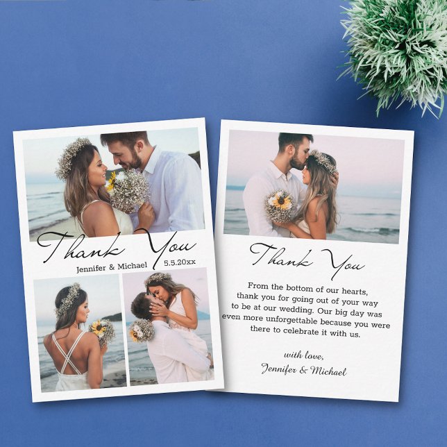 Cartão De Notas obrigado simples mínimo: casamento de colagem de 4 (Criador carregado)