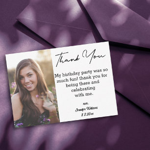 Cartão De Notas obrigado, sua doce foto simples de 16 anos