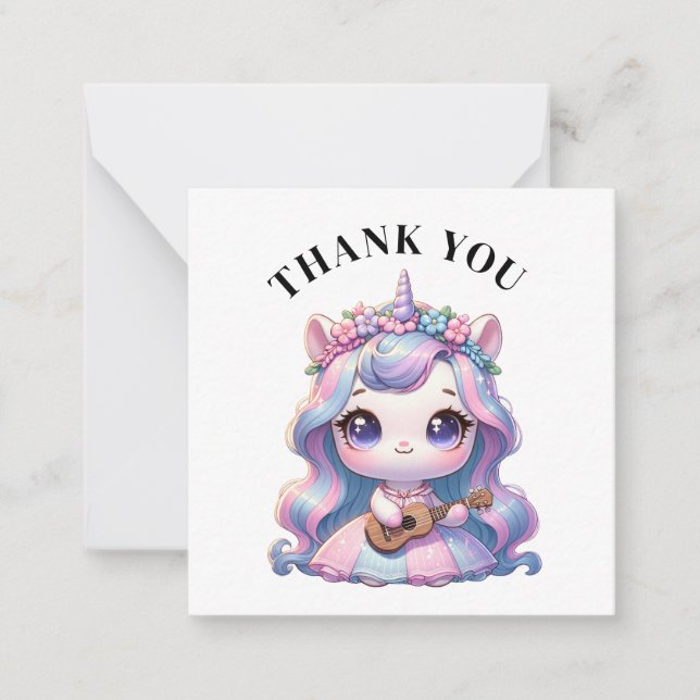 Cartão De Notas Obrigado Unicorn Card (Frente)