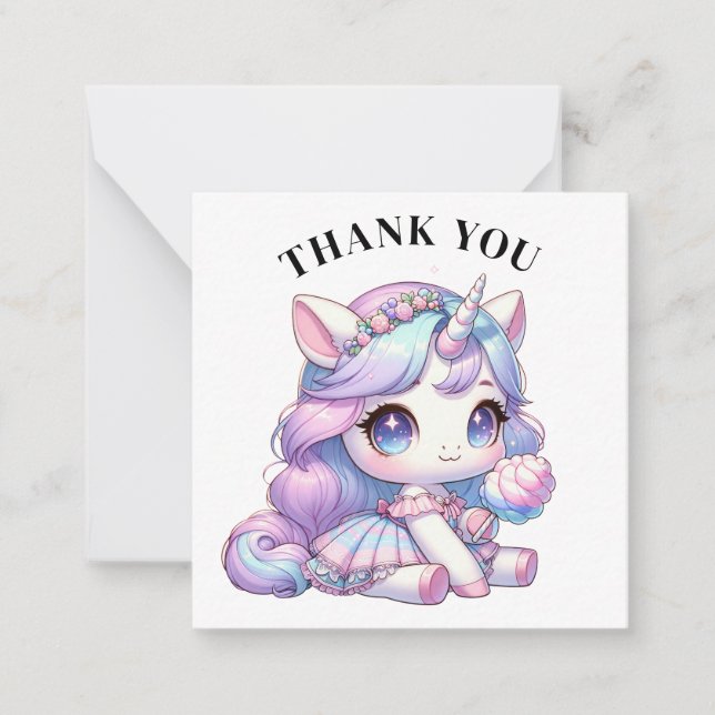 Cartão De Notas Obrigado Unicorn Card (Frente)