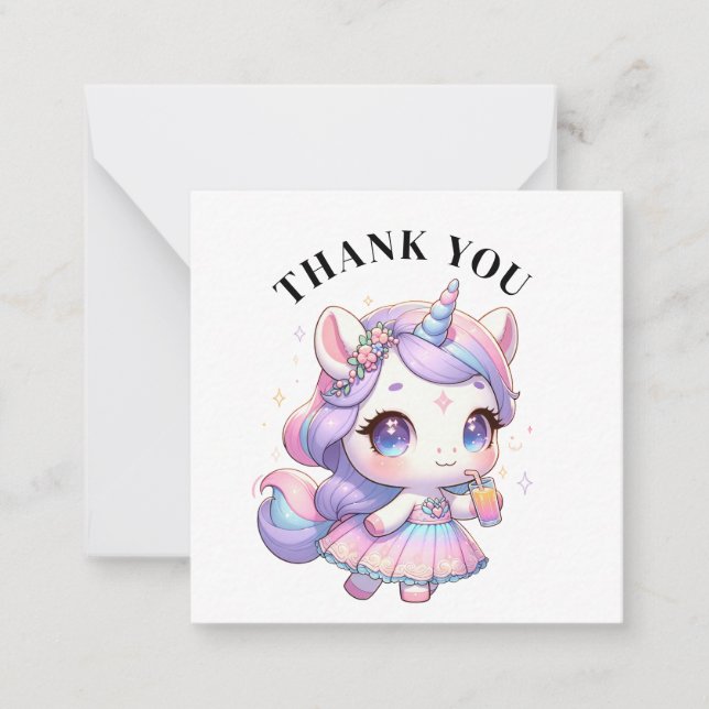 Cartão De Notas Obrigado Unicorn Card (Frente)