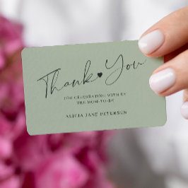 Cartão De Notas Obrigado verde do script de chá de fraldas de orça