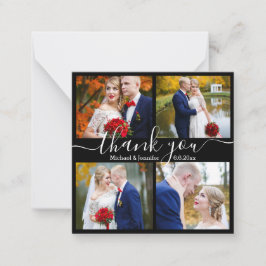 Cartão De Notas obrigado você, 4 fotos do casamento preto e branco