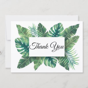 Cartão De Notas obrigado você, na moda verde de palmeira deixa o c