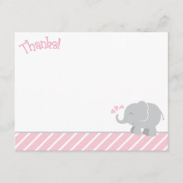 Cartão De Notas Obrigados de Elefantes Rosa Moderno e Cinzas